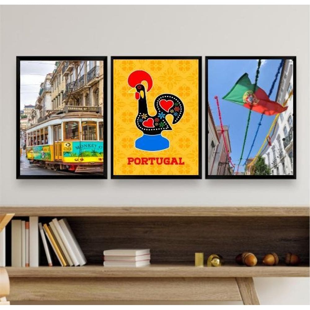 Kit 3 Quadros Decorativos Fotos Portugal 24X18Cm