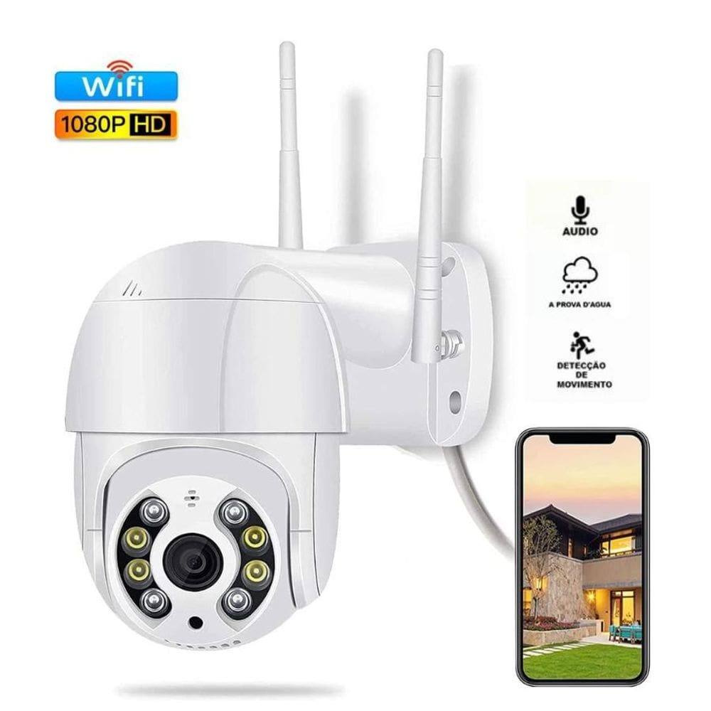 Câmera De Monitoramento Ip Externa À Prova D`Água Com Wifi