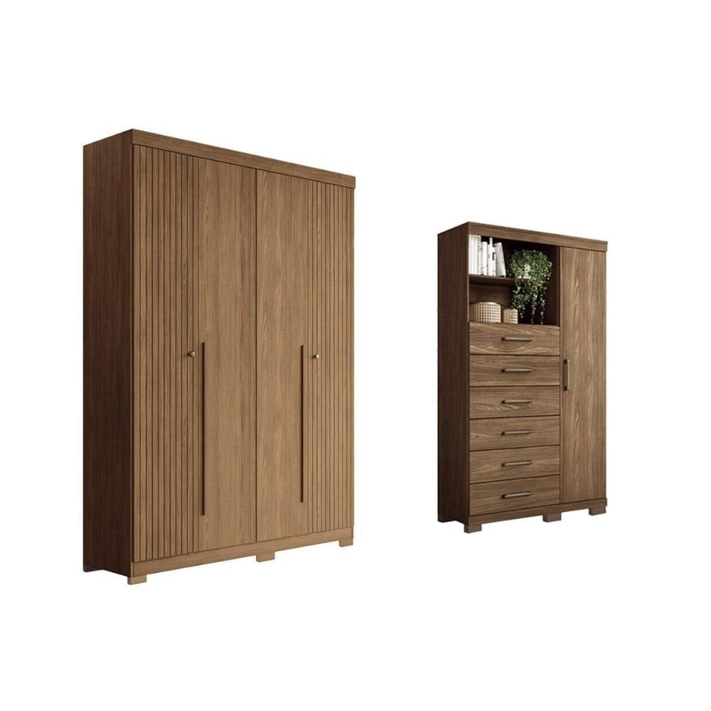 Quarto Completo Modu +Cômoda QC336 Jatobá - Santos Andirá