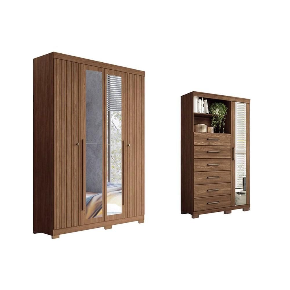 Quarto Completo Modu +Cômoda QC311 Jatobá - Santos Andirá