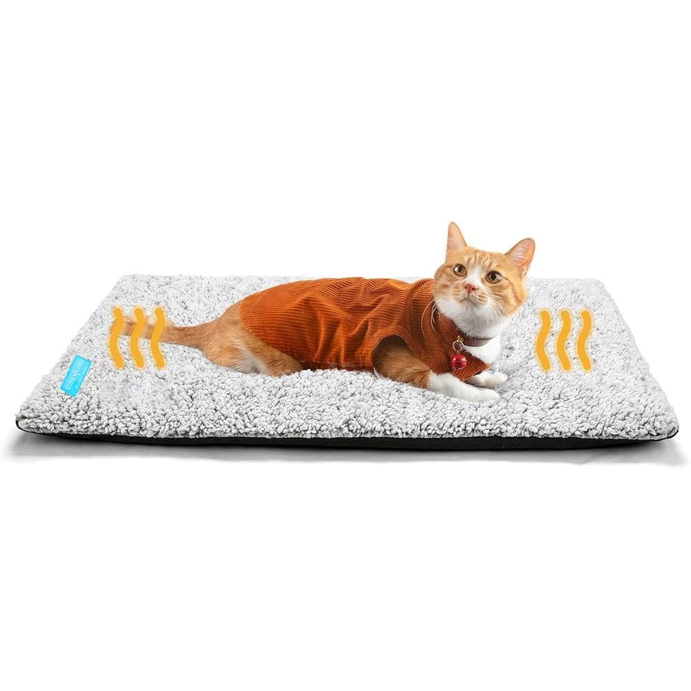 Tapete Pet Térmico Autoaquecível para Cães e Gatos Pelúcia Flanela 50x40cm Cinza Cama Colchonete Silencioso e Lavável
