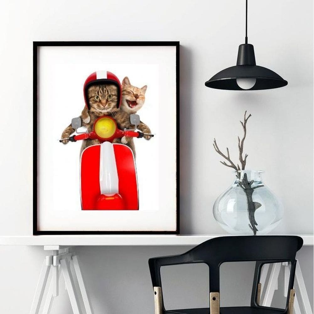 Quadro Gatinhos Na Lambreta - 60X48Cm