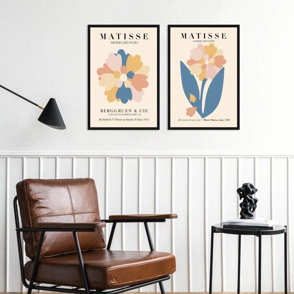 Kit 2 Quadros Decorativos Flores De Matisse 24X18Cm