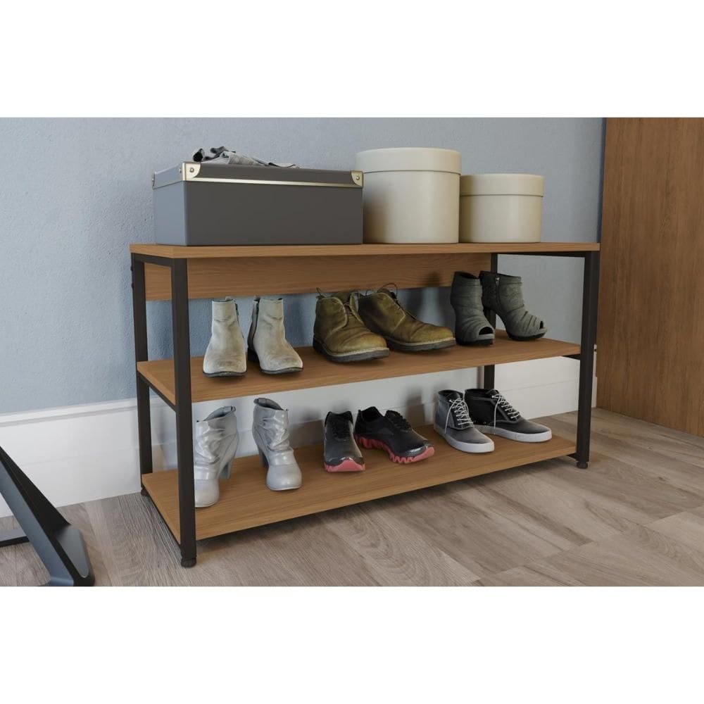 Armário Sapateira Casal Industrial LI020 Canela/Preto - Kappesberg
