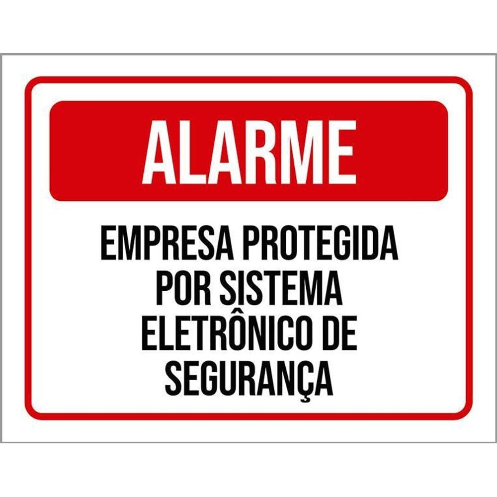 Placa Alarme Empresa Protegida Sistema Segurança 36X46