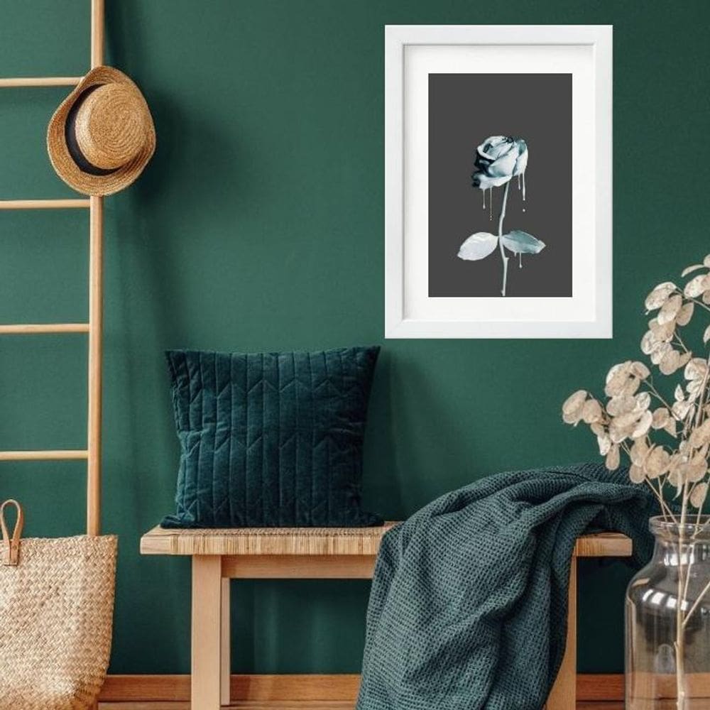 Quadro Rosa De Tinta Azul - 60X48Cm