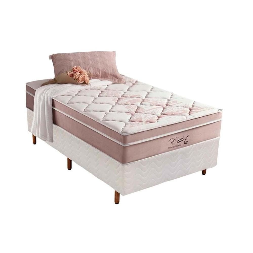 Cama Box Solteiro + Colchão Molas Anjos Eiffel