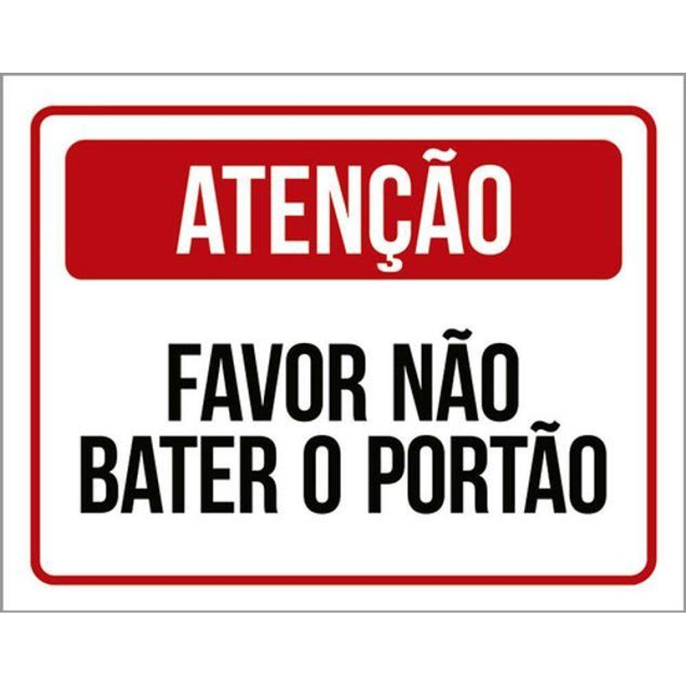 Kit 5 Placas Atenção Favor Não Bater Portão Vermelha