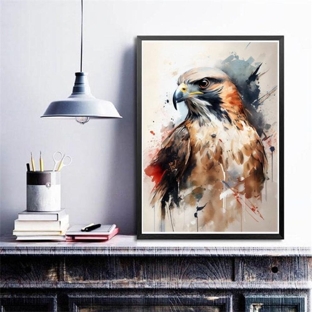 Quadro Decorativo Falcão Aquarela 24X18Cm