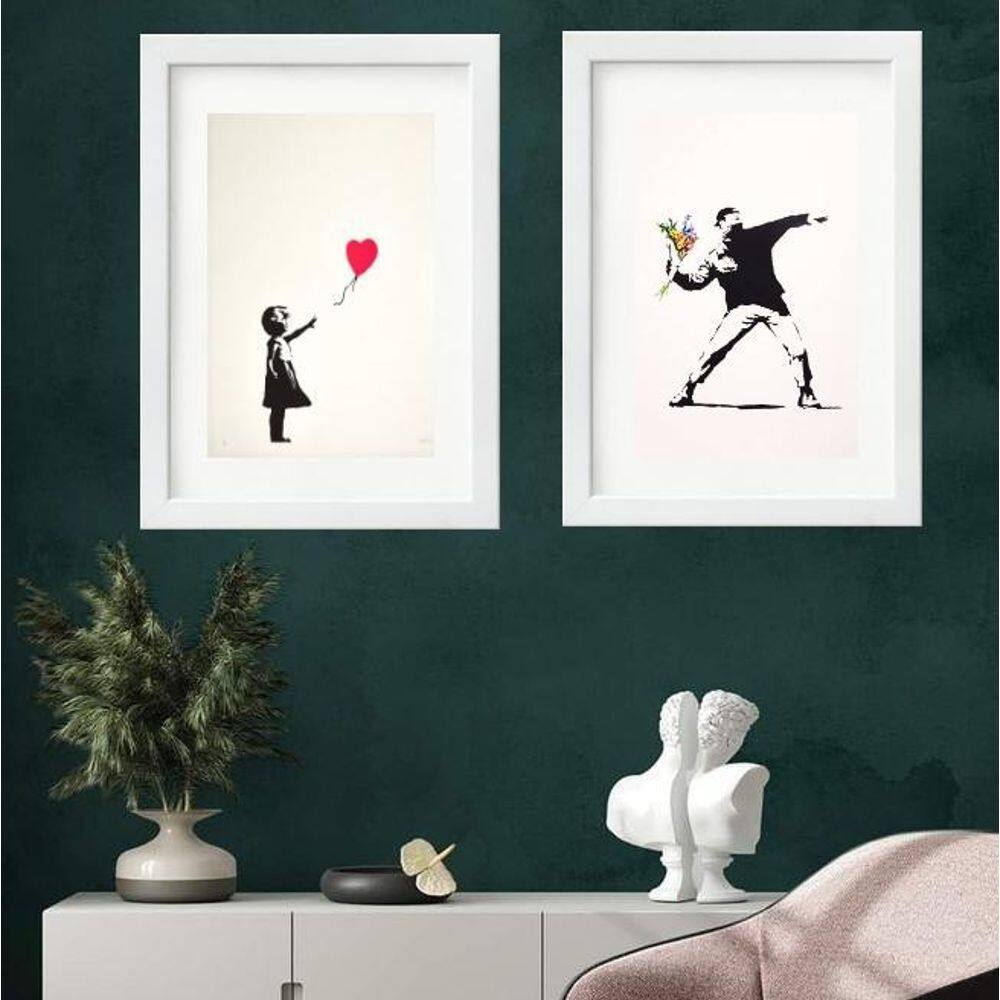 Kit 2 Quadros Arte Banksy - 60X48Cm