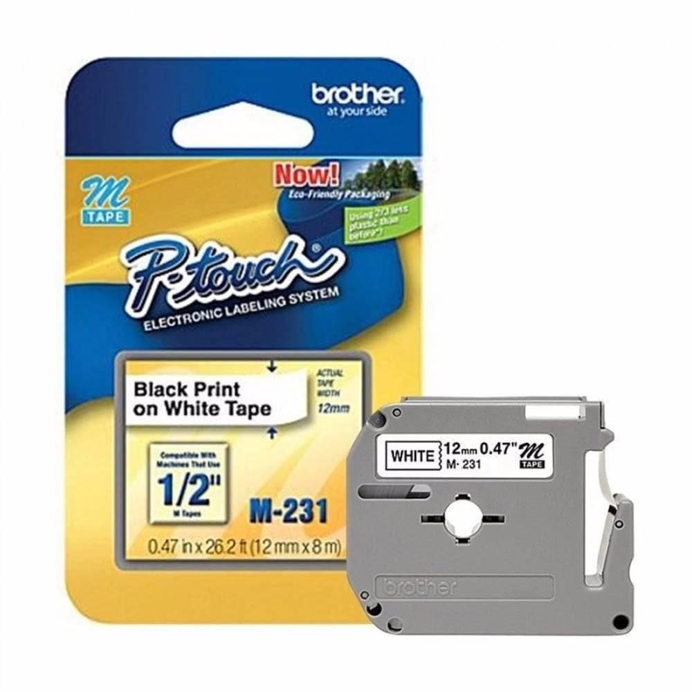 Fita 12Mm Preto Branco Para Rotulador Brother