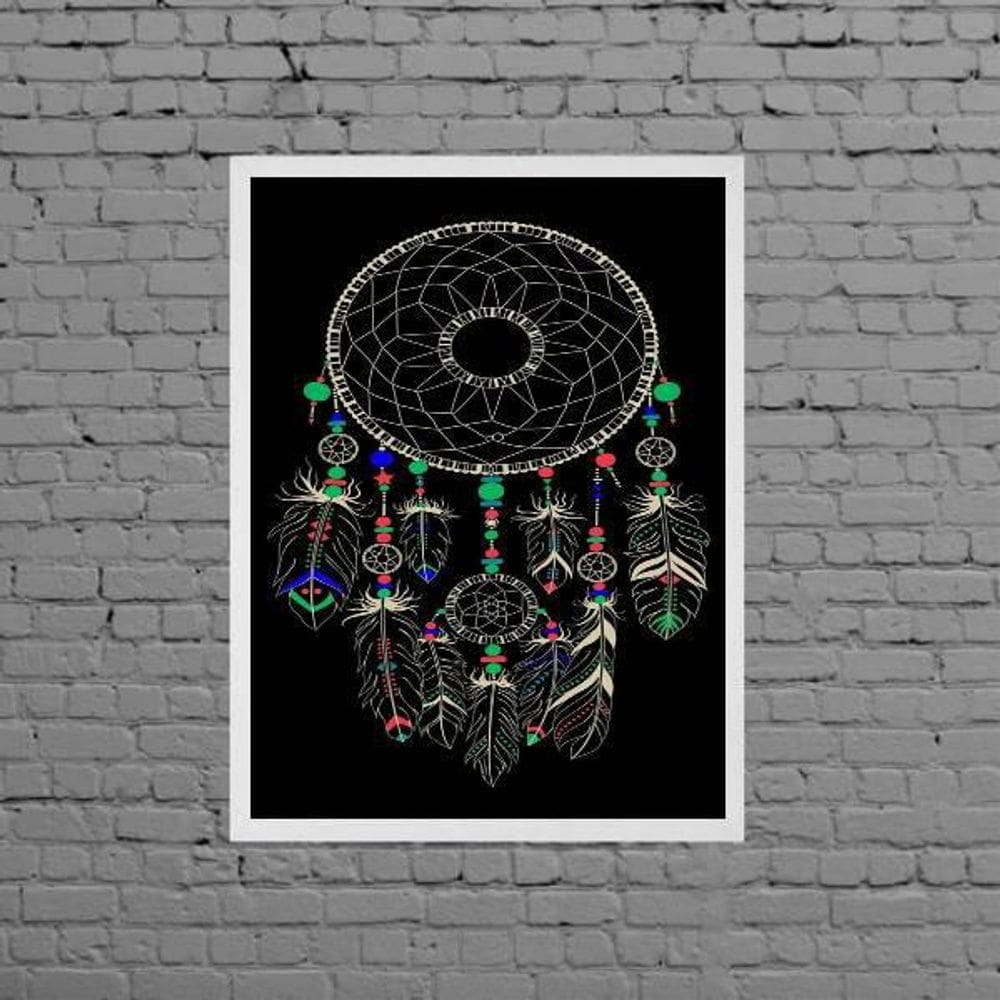 Quadro Decorativo Apanhador De Sonhos 24X18Cm Moldura Branca