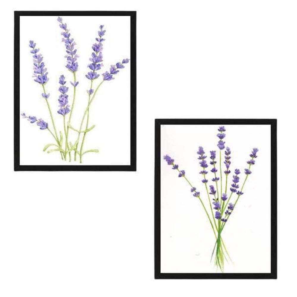 Kit 2 Quadros Decorativos Ramos Lavanda