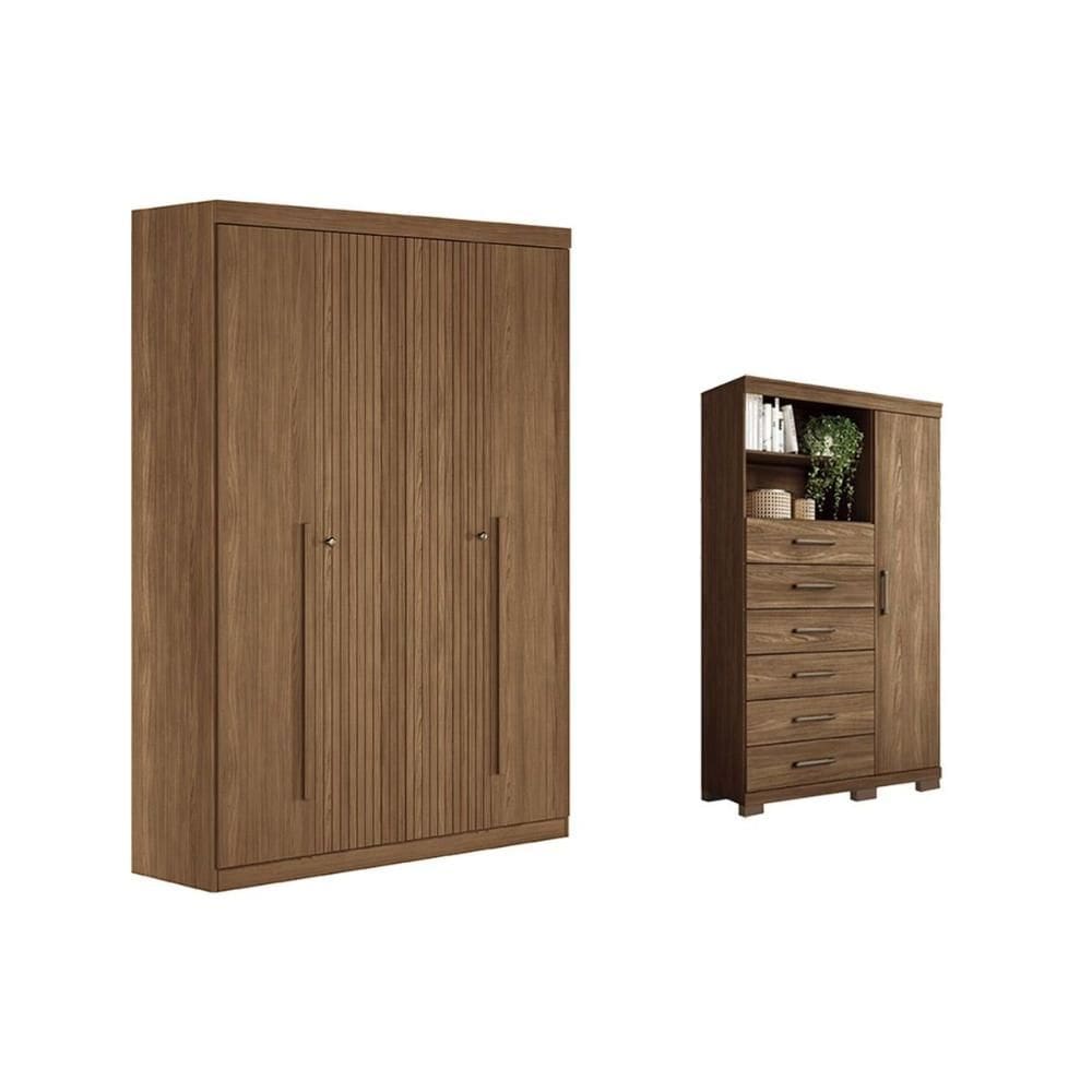 Quarto Completo Modu +Cômoda QC346 Jatobá - Santos Andirá