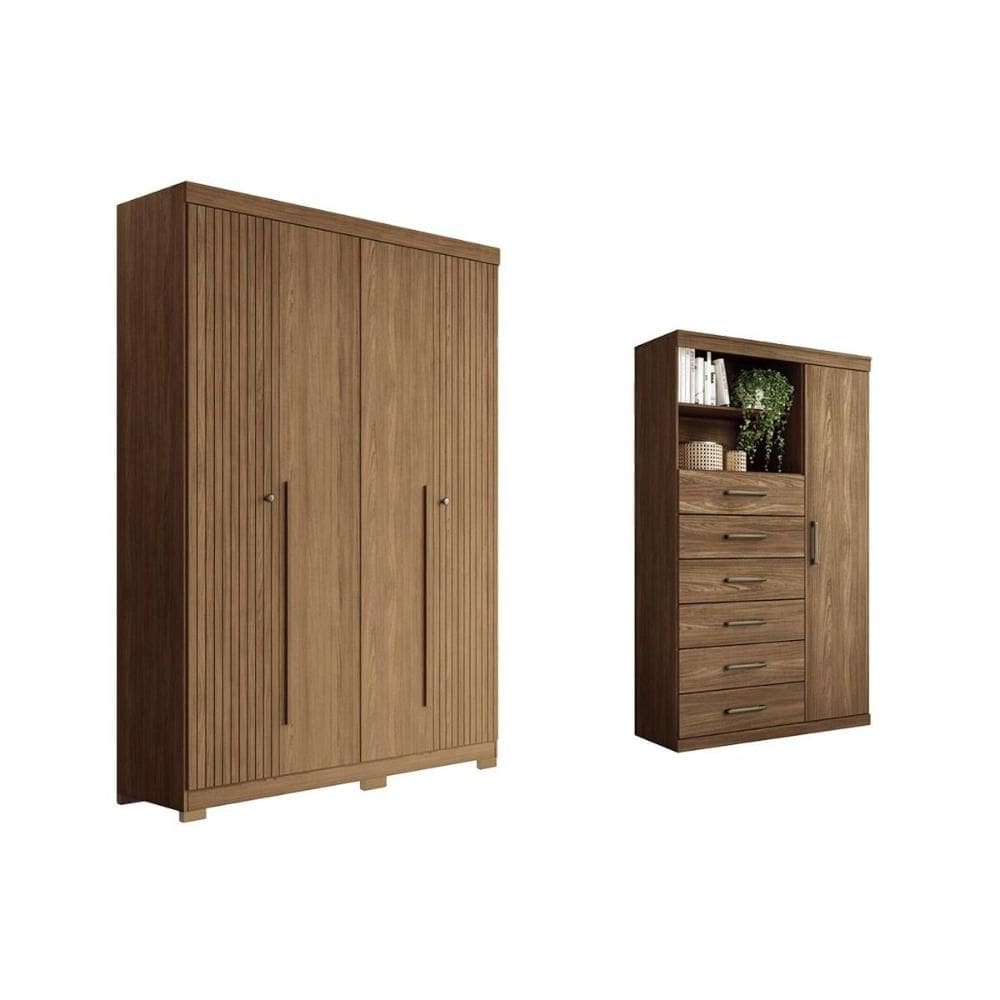 Quarto Completo Modu +Cômoda QC332 Jatobá - Santos Andirá