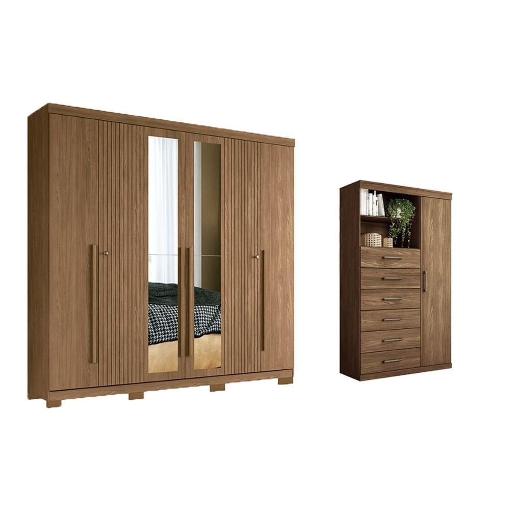 Quarto Completo Modu +Cômoda QC351 Jatobá - Santos Andirá
