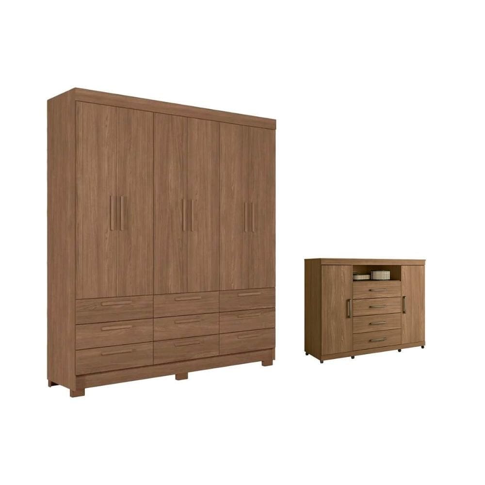 Quarto Completo Modu +1Cômoda QC448 Jatobá - Santos Andirá