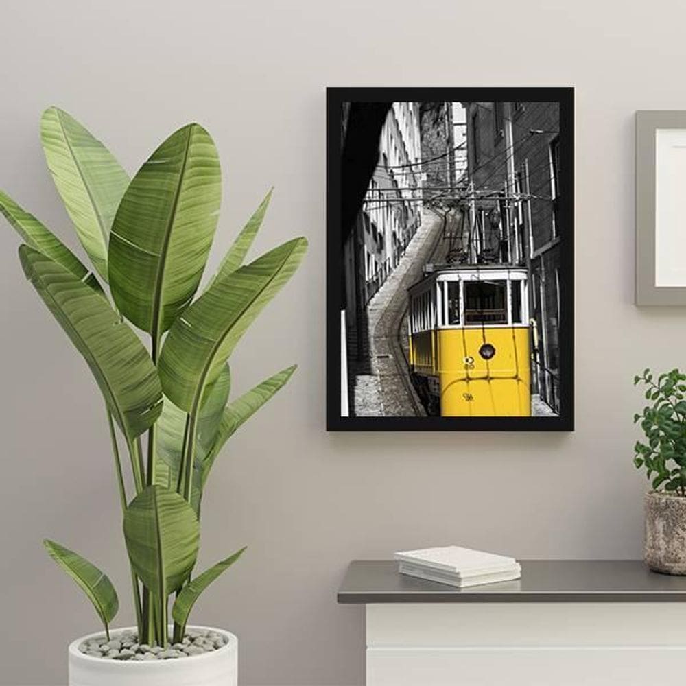 Quadro Bonde Amarelo Lisboa 24X18Cm - Com Vidro