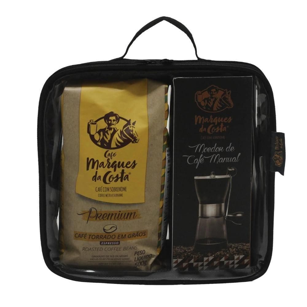 Kit Café Grãos 500g + Moinho Vidro + Necessaire