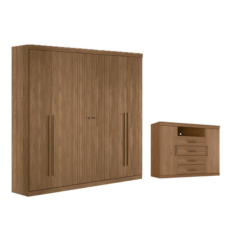 Quarto Completo Modu +1Cômoda QC375 Jatobá - Santos Andirá