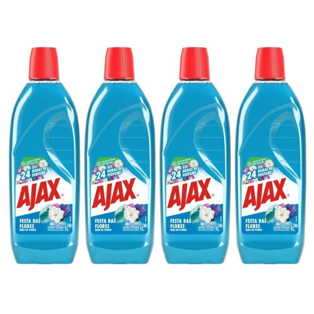Kit 4 Limpador Diluível Ajax Festa Das Flores Mar De Flores 1 Litro