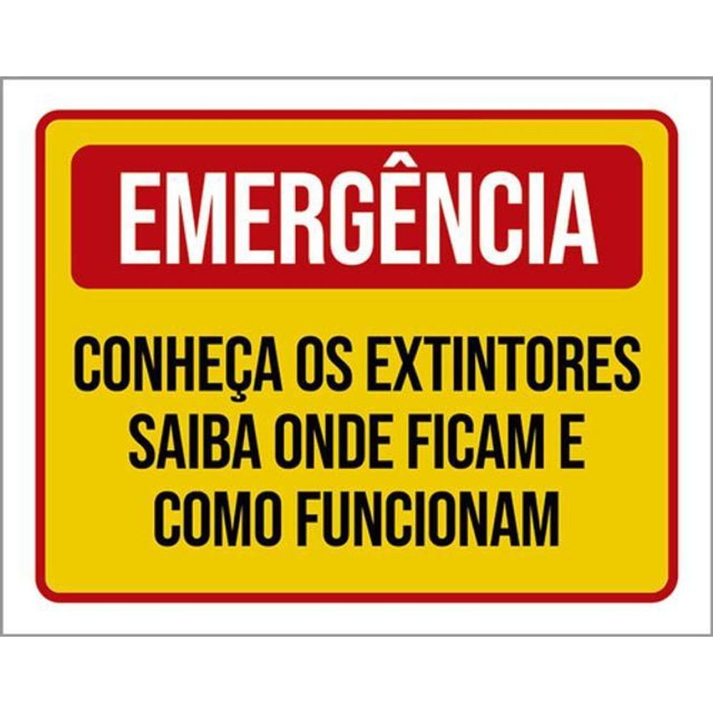 Kit 3 Placas Emergência Conheça Extintores Onde Ficam