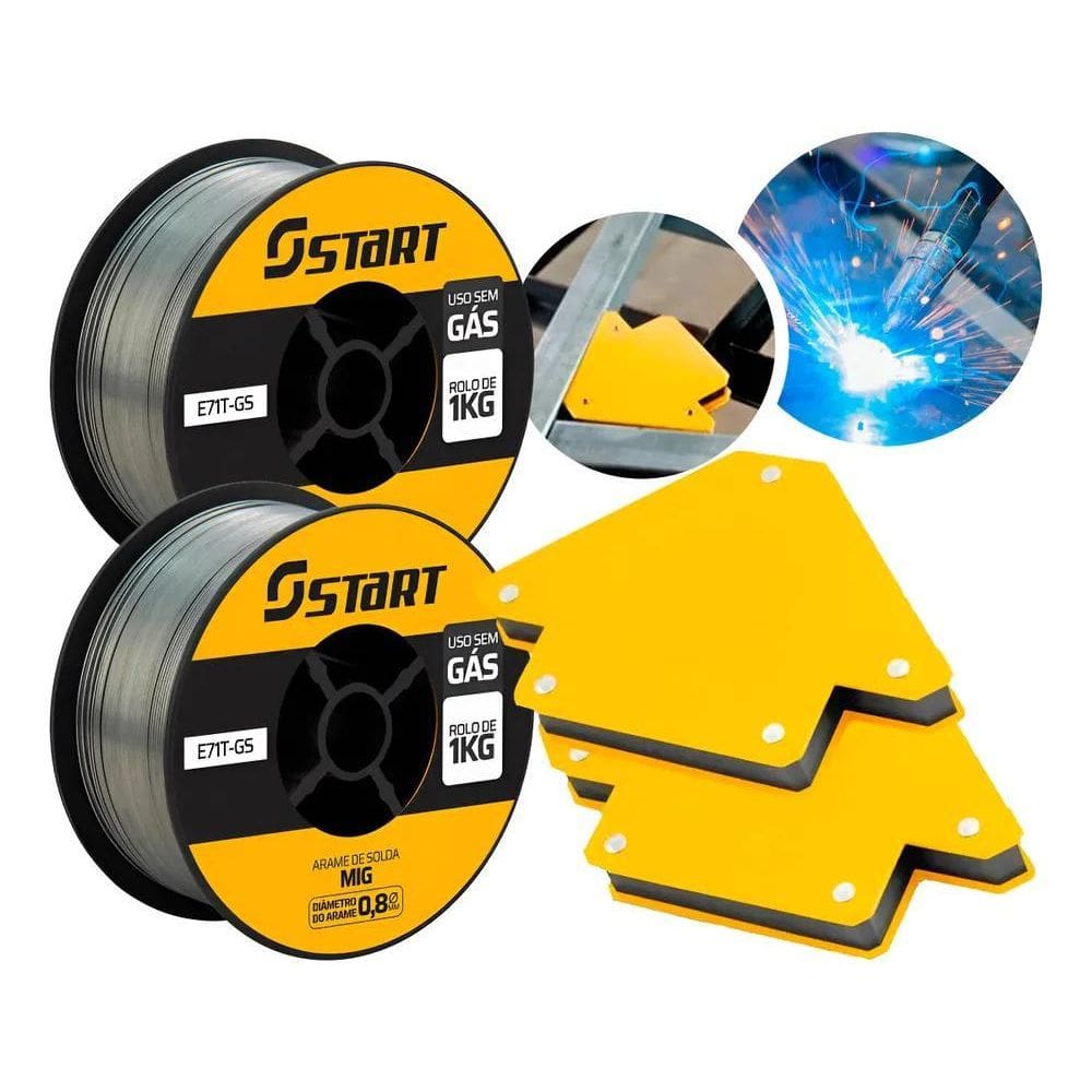 Kit 2 Arame Solda Mig Uso Sem Gás 0,8Mm 1Kg E71T-Gs Start +