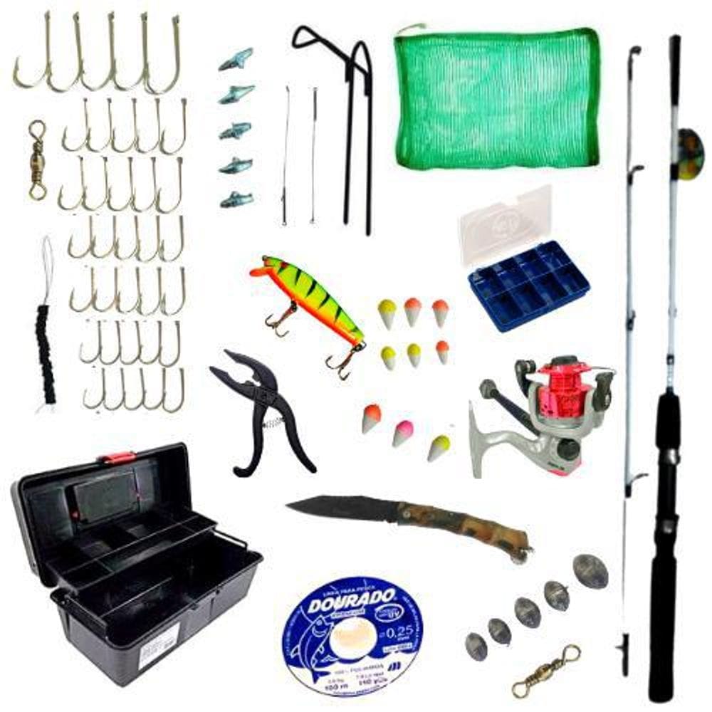 Kit De Pescaria Completo Vara Molinete Maleta Com Acessórios