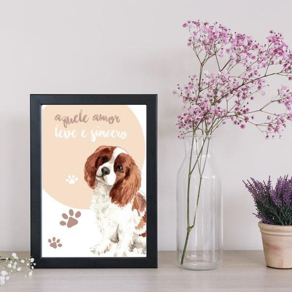 Quadro Decorativo Pet Amor Leve E Sincero 34x23Cm
