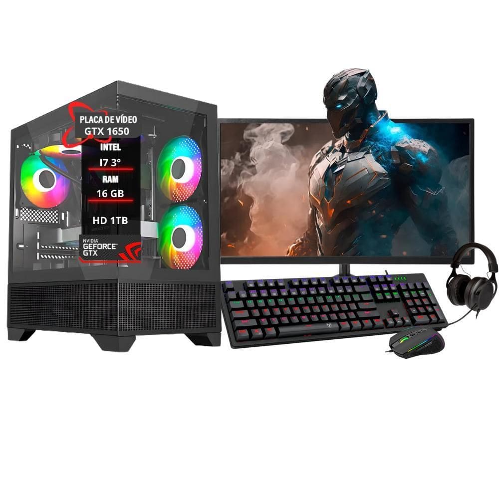 Pc Gamer Bravus Intel I7 Gtx 1650 16Gb Hd 1Tb Ssd 120Gb