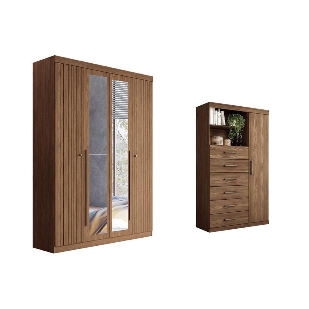 Quarto Completo Modu +Cômoda QC323 Jatobá - Santos Andirá