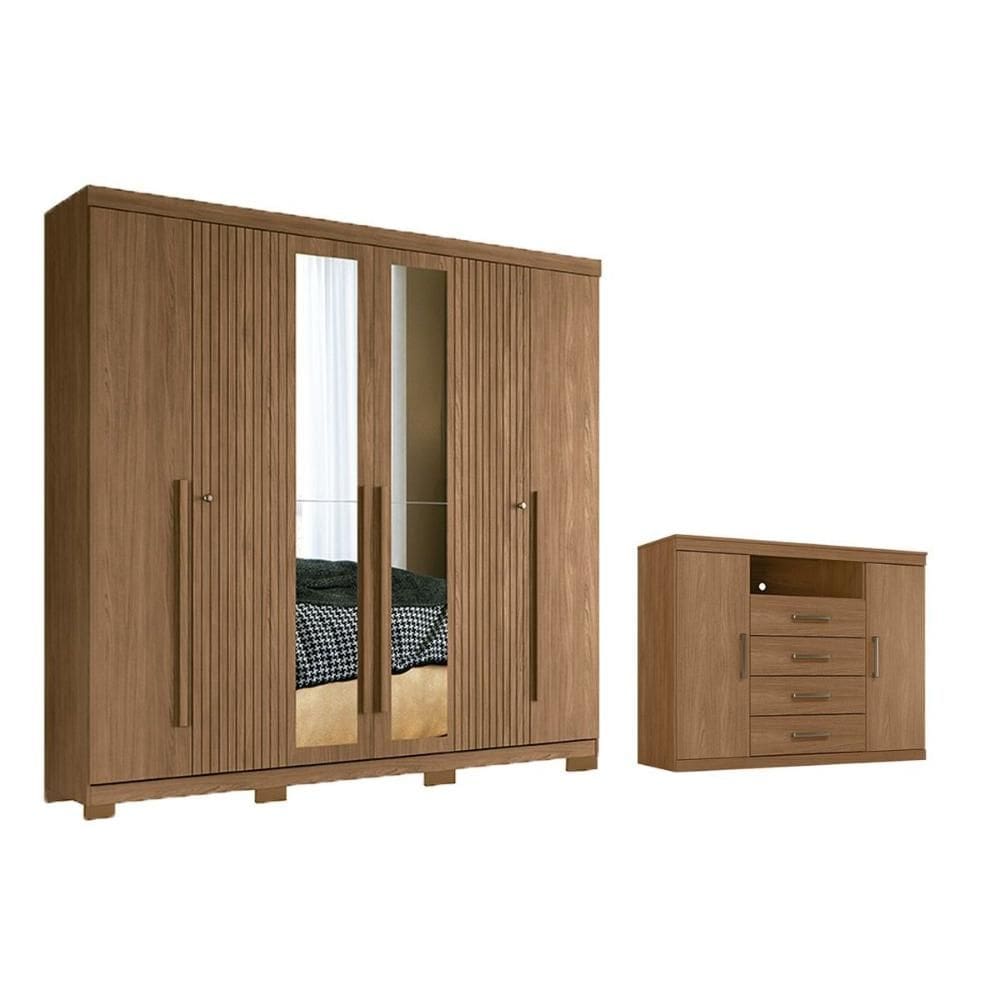 Quarto Completo Modu +1Cômoda QC349 Jatobá - Santos Andirá