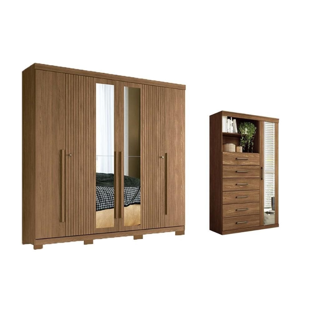 Quarto Completo Modu +Cômoda QC352 Jatobá - Santos Andirá