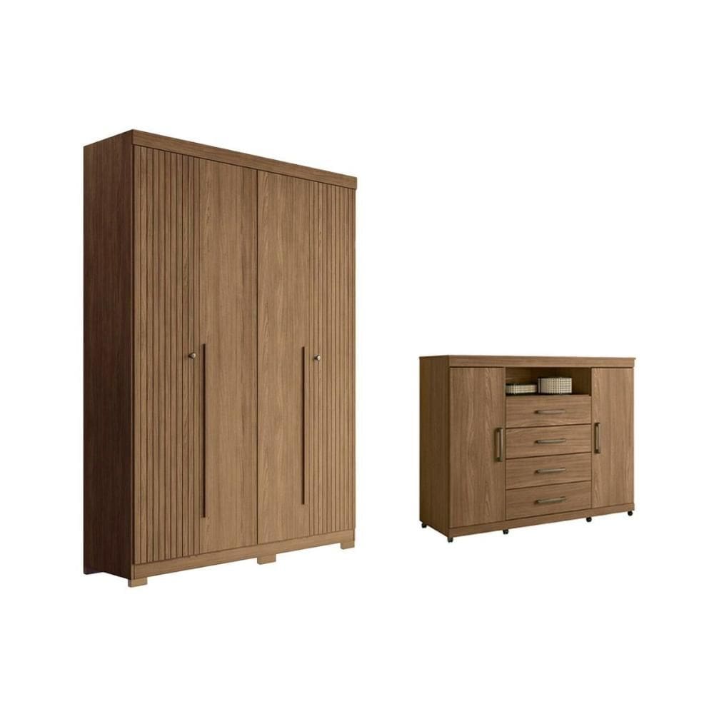 Quarto Completo Modu +Cômoda QC328 Jatobá - Santos Andirá