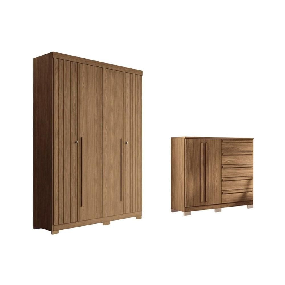Quarto Completo Modu +Cômoda QC330 Jatobá - Santos Andirá