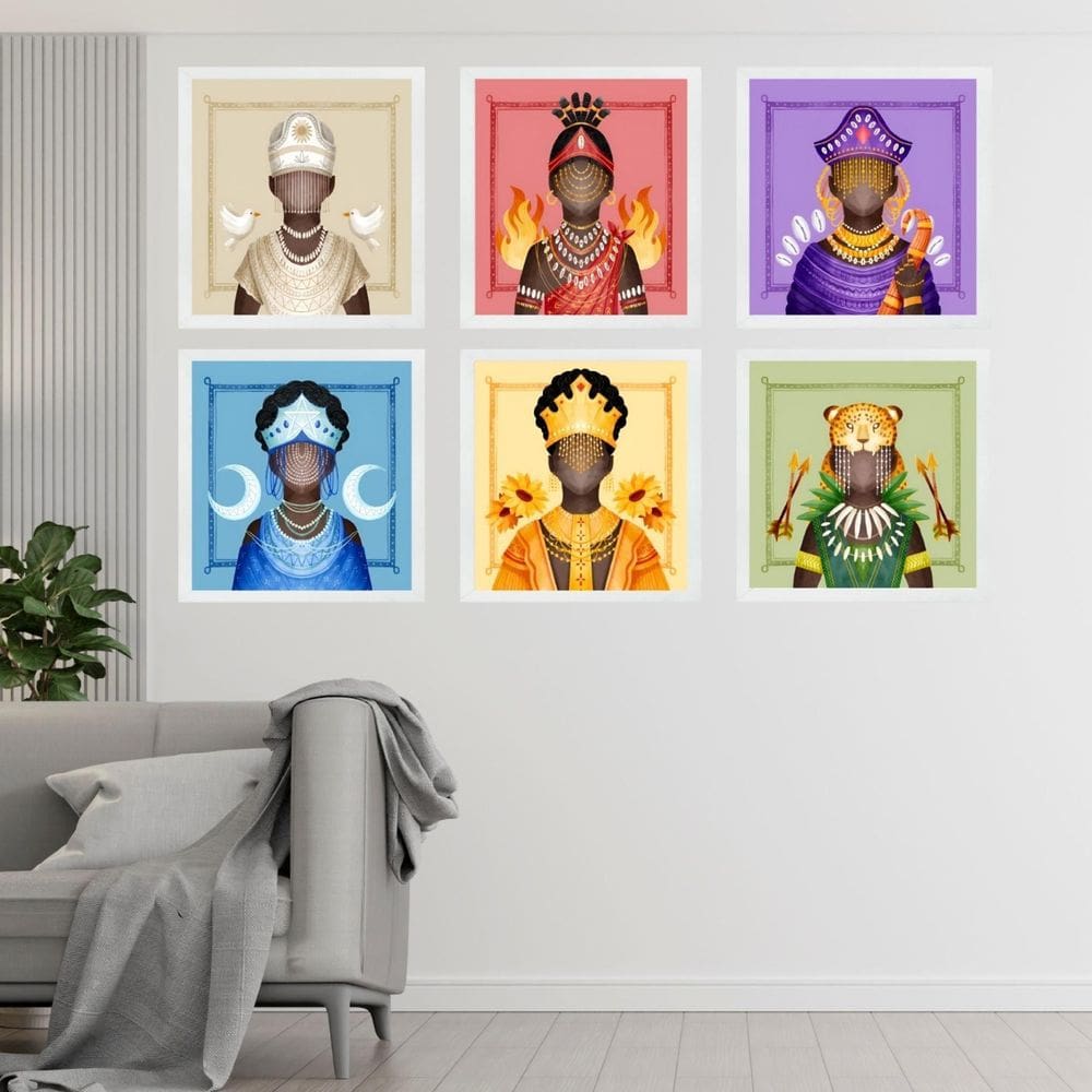 Kit 6 Quadros Orixás Candomblé