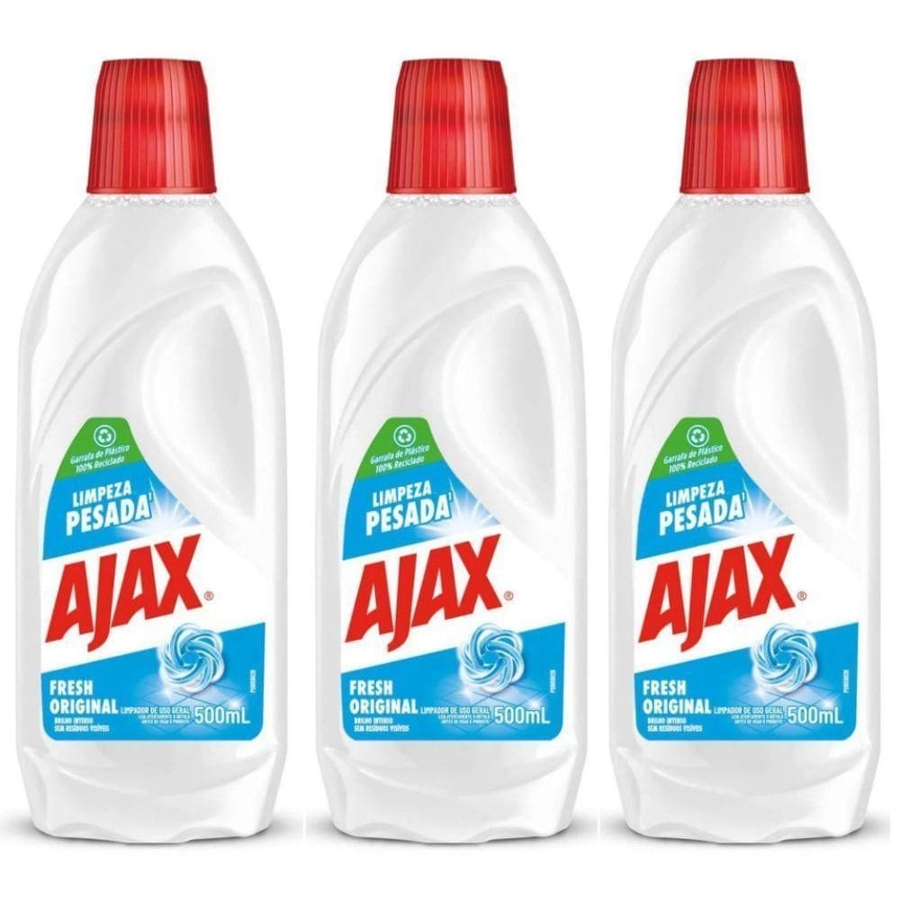 Kit 3 Limpador Ajax Fresh Limpeza Pesada 500ml