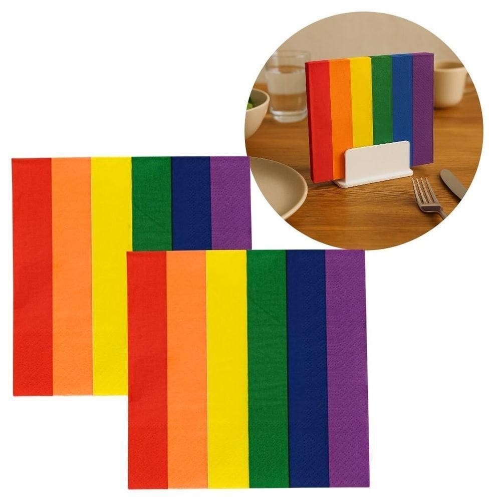 Kit Guardanapo Estampado Colorido Arco-íris 40 Folhas 16cm X 16cm - Tuut