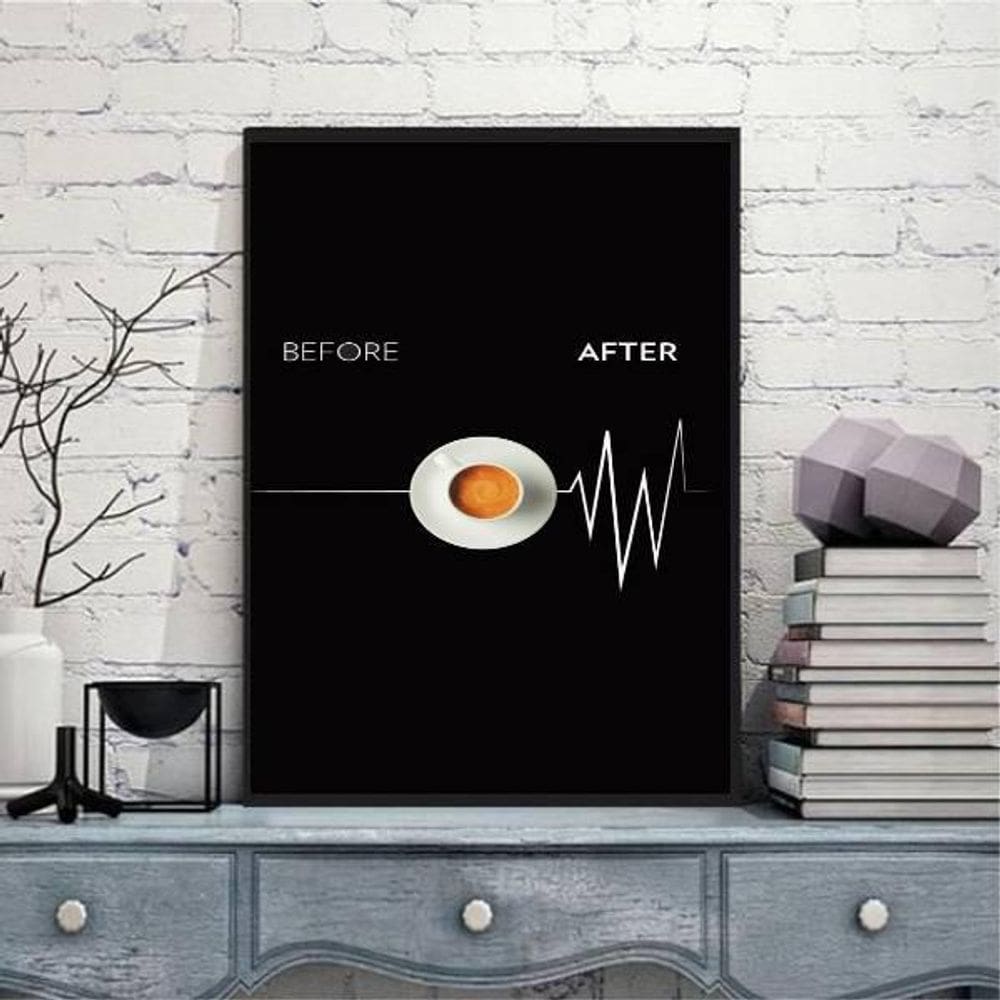 Quadro Decorativo Café Sinal Vital 45X34Cm Moldura Preta