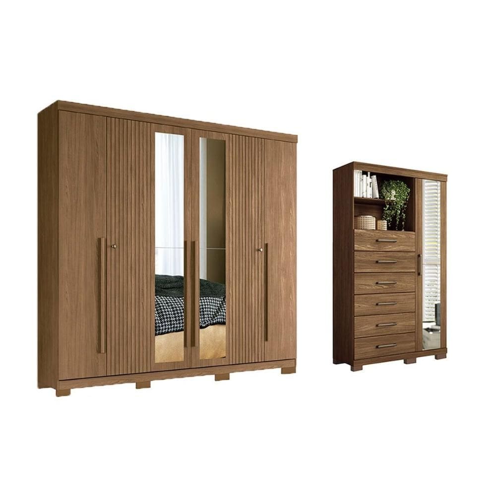 Quarto Completo Modu +Cômoda QC354 Jatobá - Santos Andirá