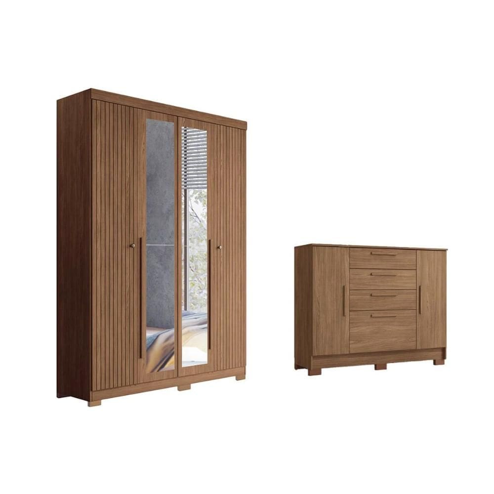 Quarto Completo Modu +Cômoda QC308 Jatobá - Santos Andirá