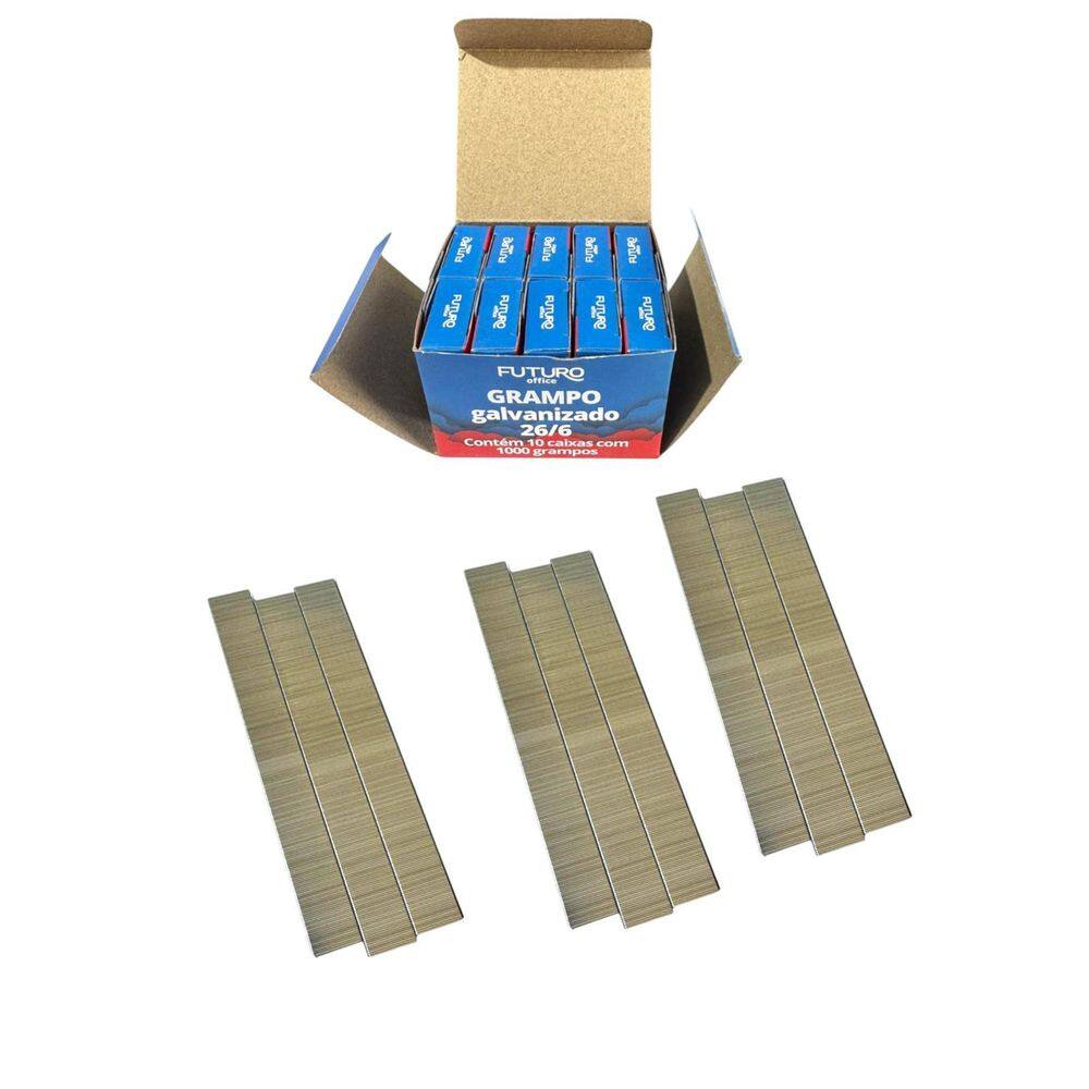 Kit 50Mil Grampos Galvanizados 26/6 Para Grampeadores