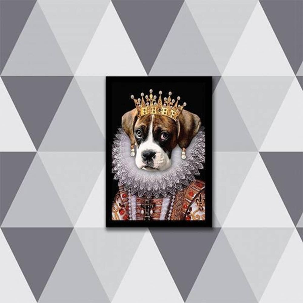 Quadro Boxer Rainha 33X24Cm - Com Vidro Moldura Preta