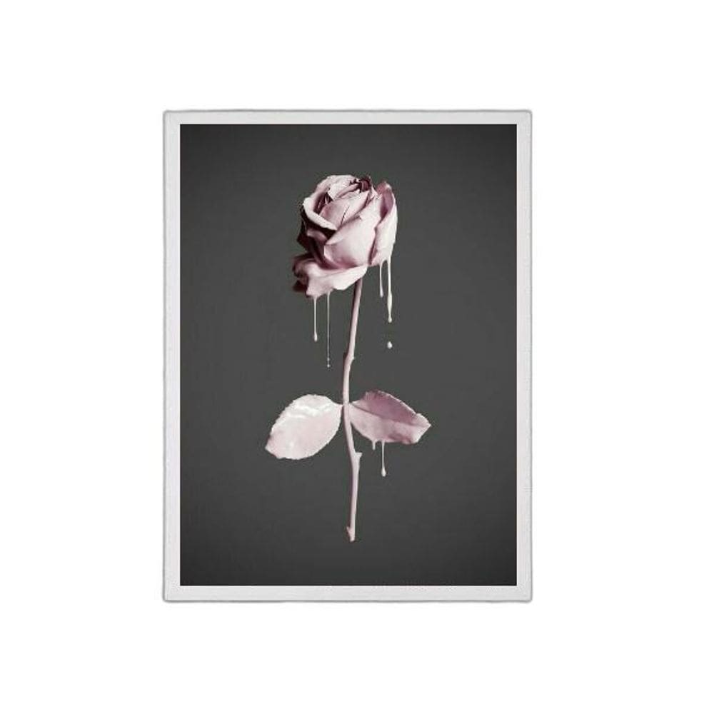 Quadro Decorativo Rosa De Tinta Rosa 33X24Cm