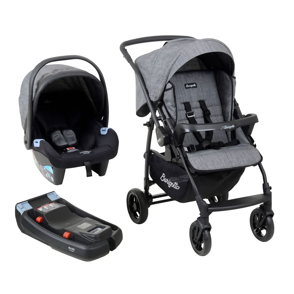 Travel System Rio 22 Mescla Preto Carrinho+Bebê Conforto+Base Belted