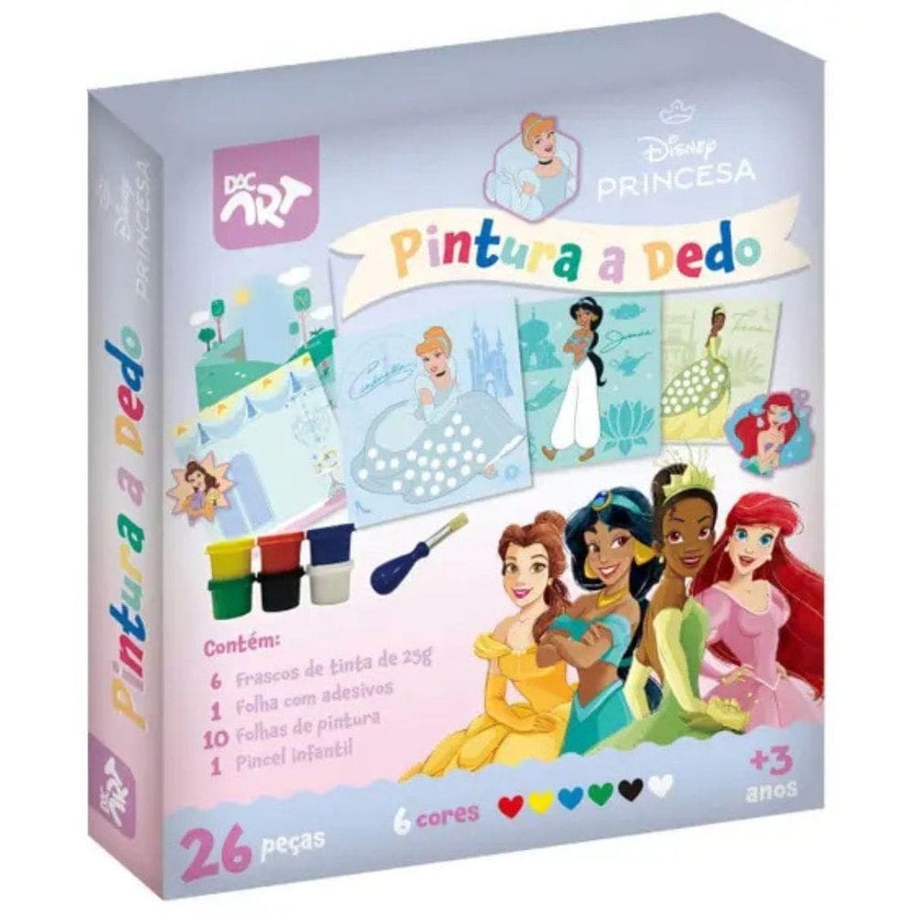 Pintura A Dedo Princesa Disney Tinta Pincel Infantil 18 Peça