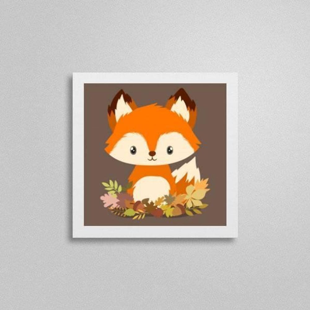 Quadro Quadrado Raposinha Infantil 20X20Cm