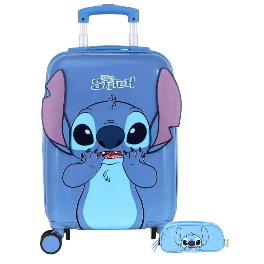 Kit Escolar Lilo Stitch Mala Viagem + Estojo Triplo
