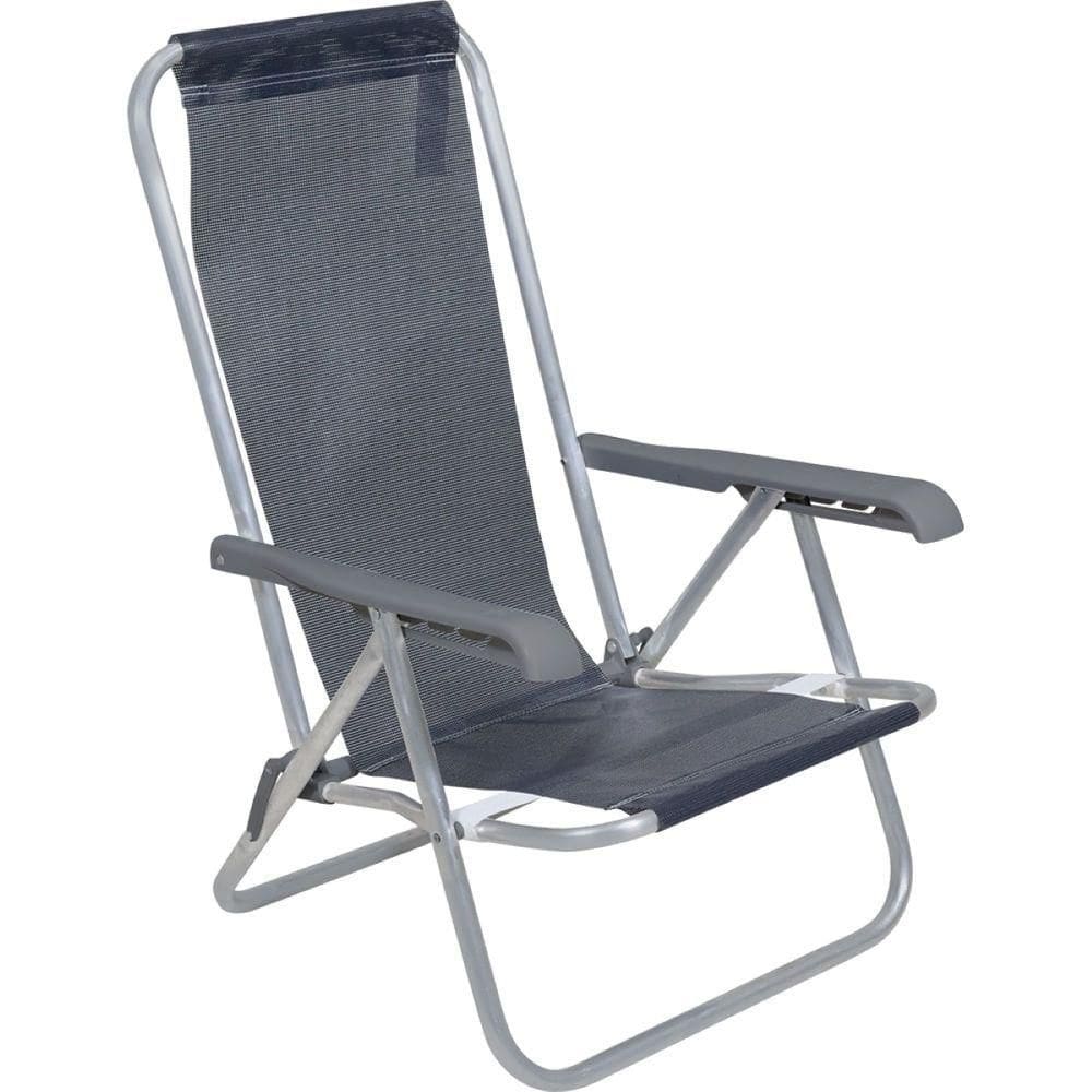 Cadeira Lazy Reclinável 4 Posições Alumínio Azul Marinho Bel