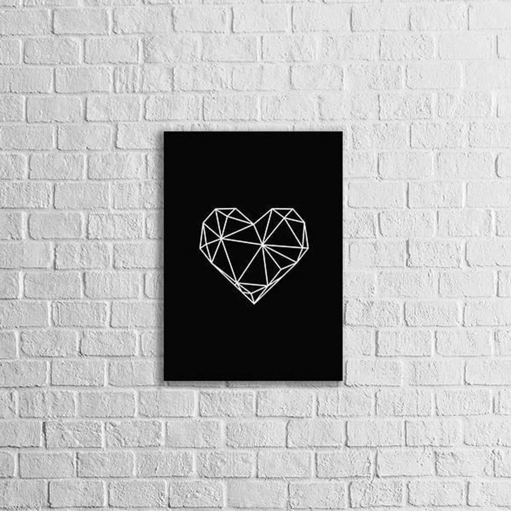 Quadro Coração Geométrico 24X18Cm
